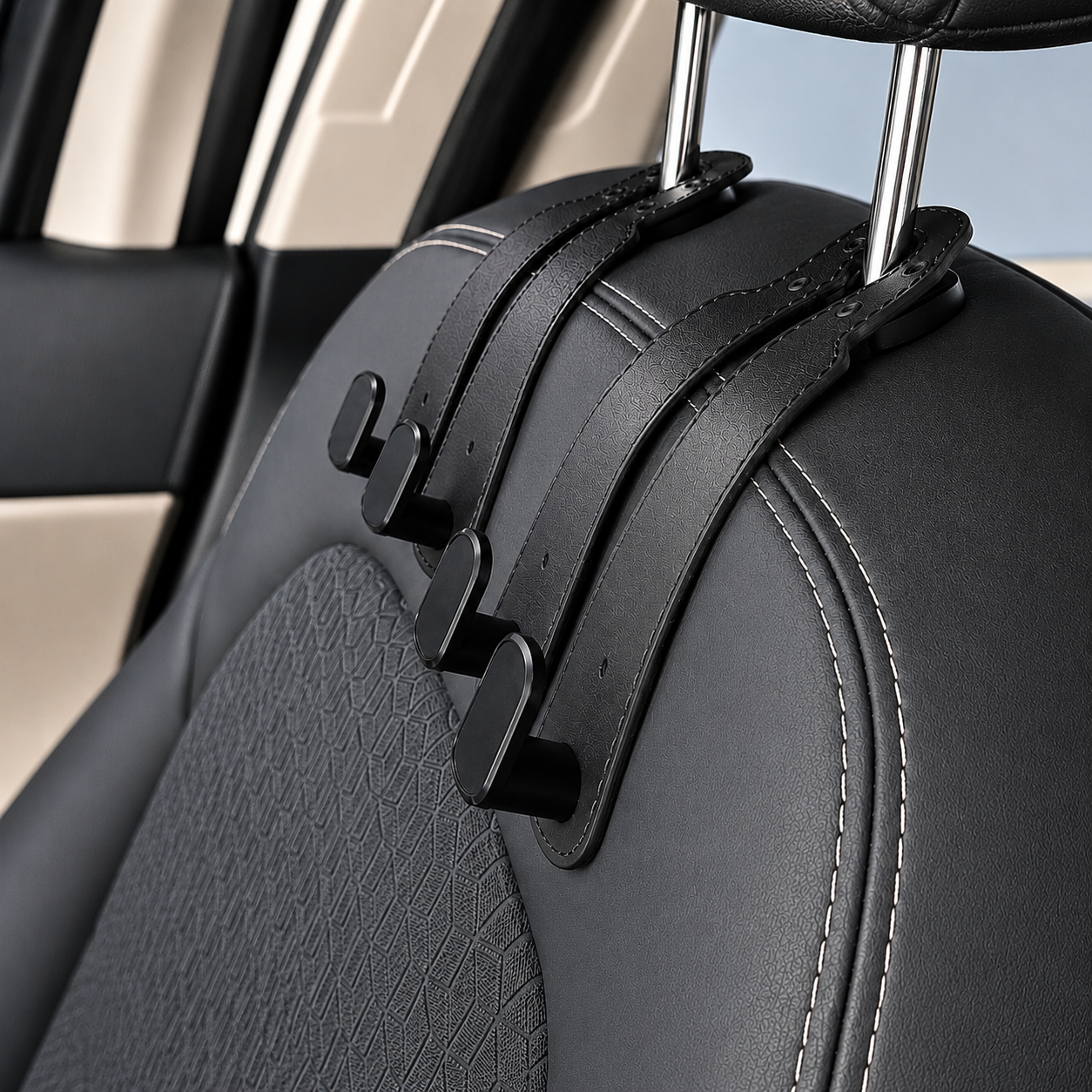 Premium Car Seat Headrest Bag Hook – 2-in-1 Universal Car Seat