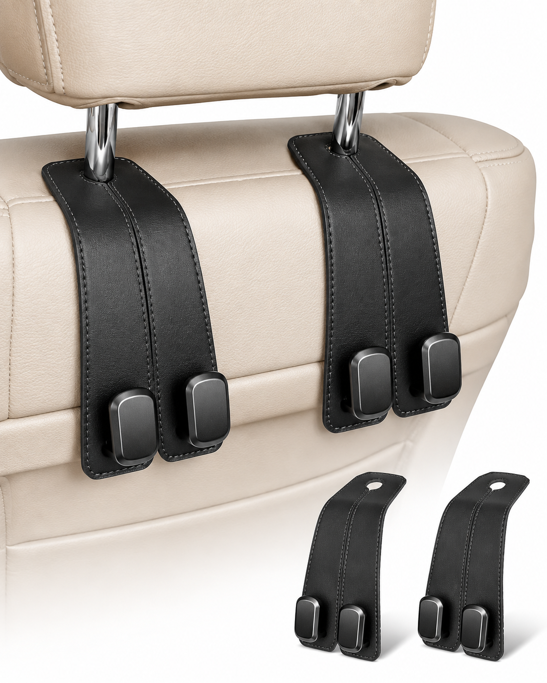 Premium Car Seat Headrest Bag Hook – 2-in-1 Universal Car Seat