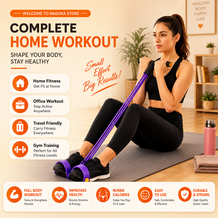 4-Tube Multifunctional Pedal Resistance Band Trainer