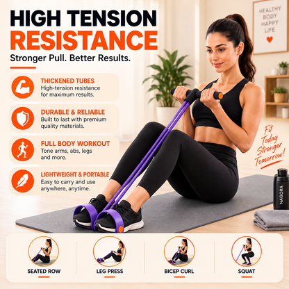 4-Tube Multifunctional Pedal Resistance Band Trainer