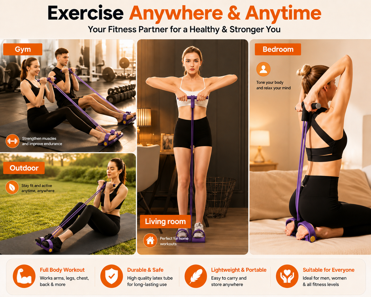4-Tube Multifunctional Pedal Resistance Band Trainer