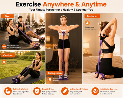 4-Tube Multifunctional Pedal Resistance Band Trainer
