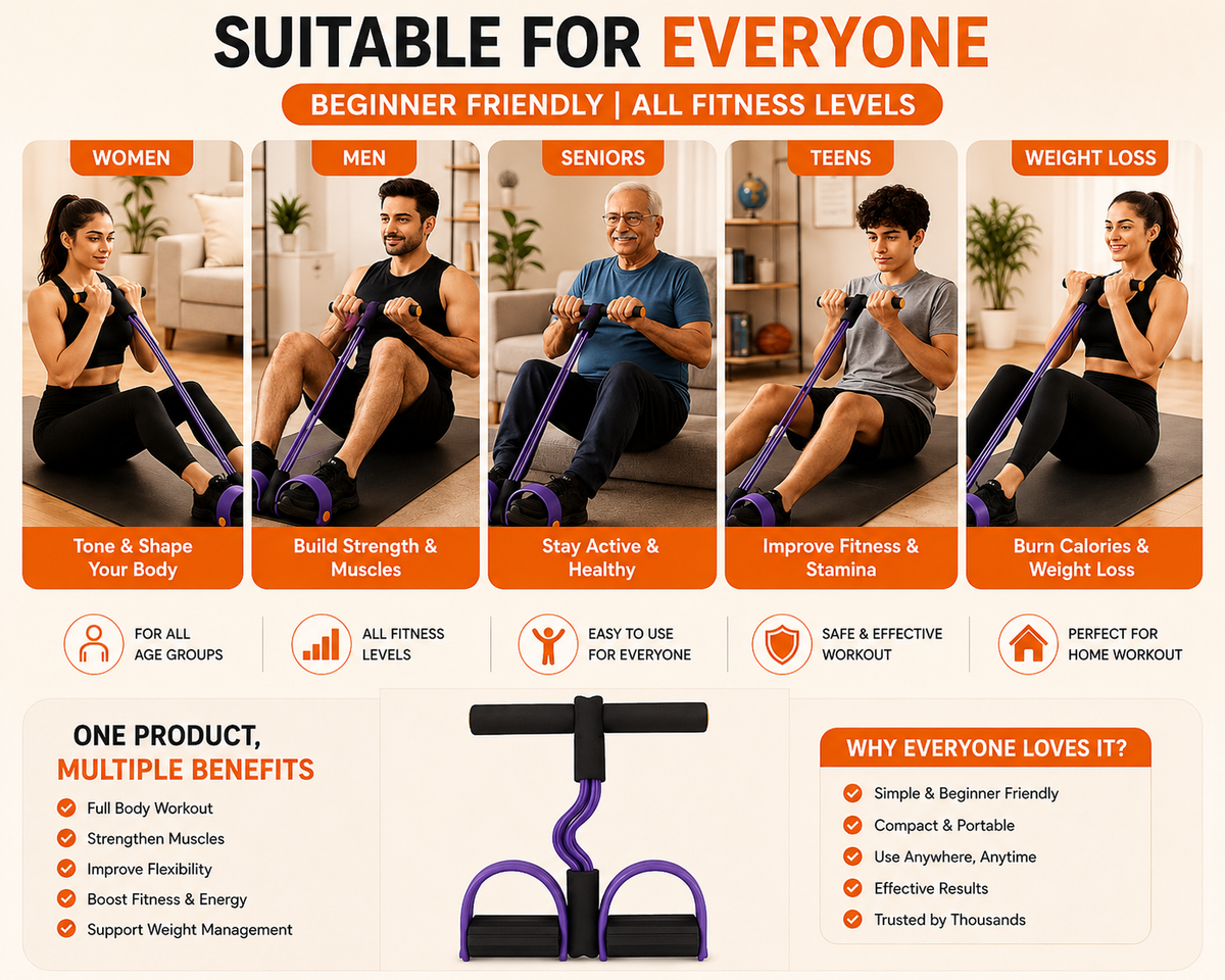 4-Tube Multifunctional Pedal Resistance Band Trainer