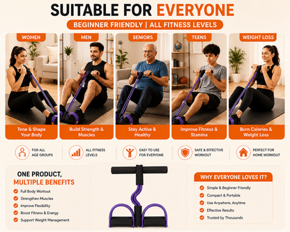 4-Tube Multifunctional Pedal Resistance Band Trainer