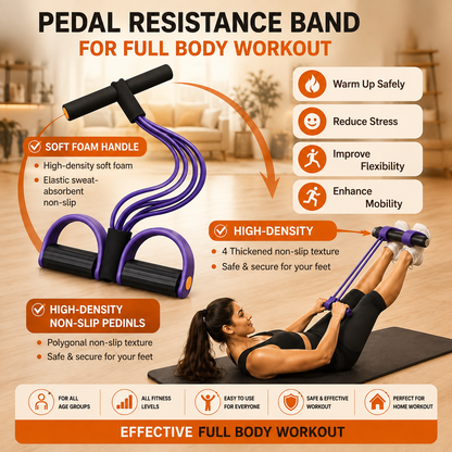 4-Tube Multifunctional Pedal Resistance Band Trainer