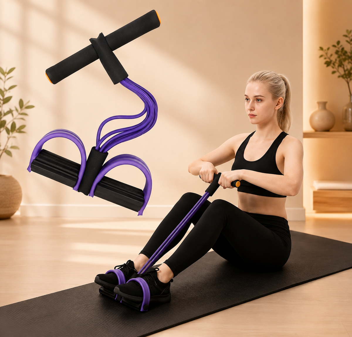 4-Tube Multifunctional Pedal Resistance Band Trainer