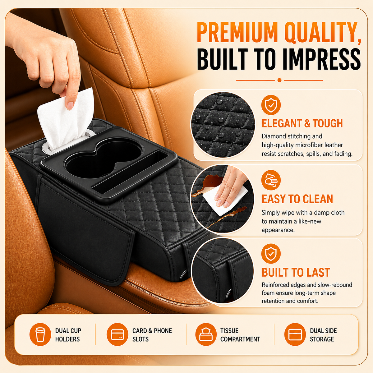 DriveEase 5-in-1 Universal Car Armrest Console Cushion