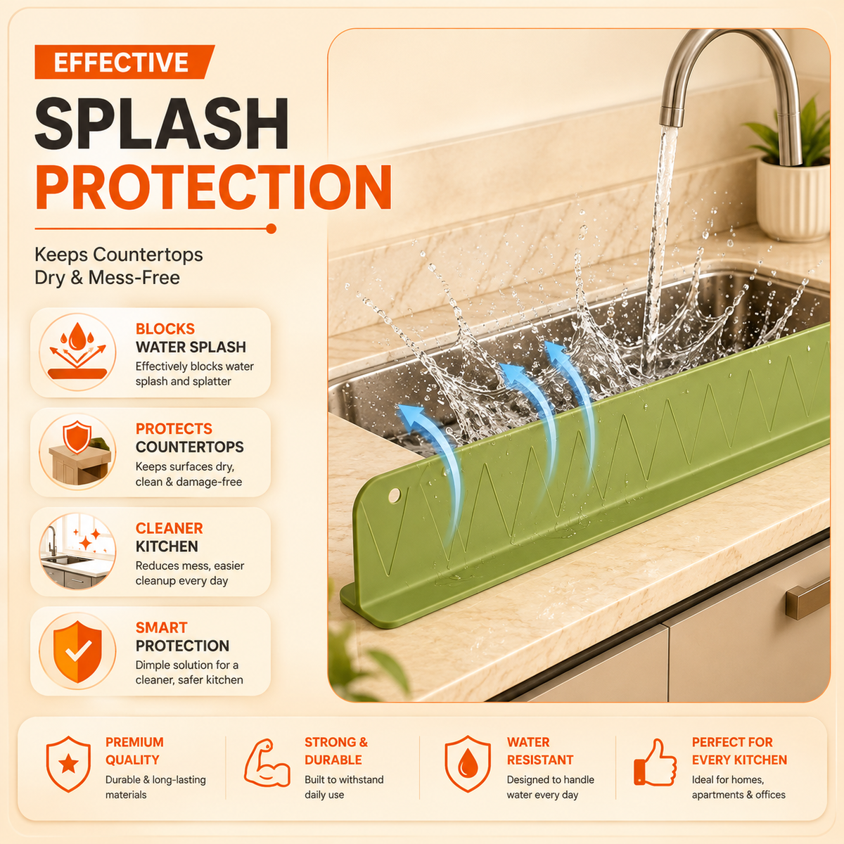 Splash Guard Kitchen Sink Water Barrier ( Pack of 2 )